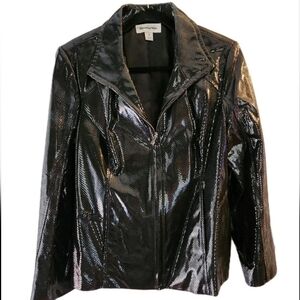 Preston & York Vintage Leather Shimmering Metallic Black Blazer